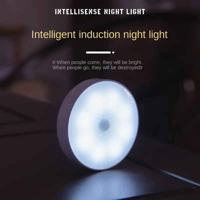 Home Sweet Home Motion Sensor LED Night Light illuminating a hallway with a sleek, modern design for automatic nighttime lighting.