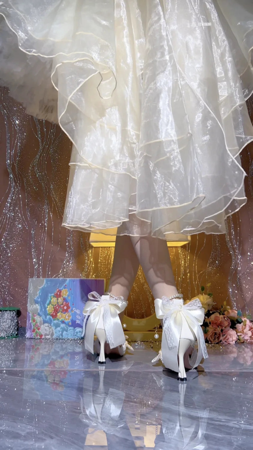 White Bridal Mary Jane Heels | Wedding Shoes for Women