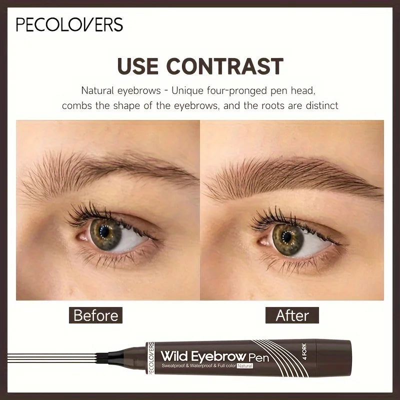 4-Tip Eyebrow Tattoo Pen – Waterproof Liquid Microblading Pencil, 6 Shades