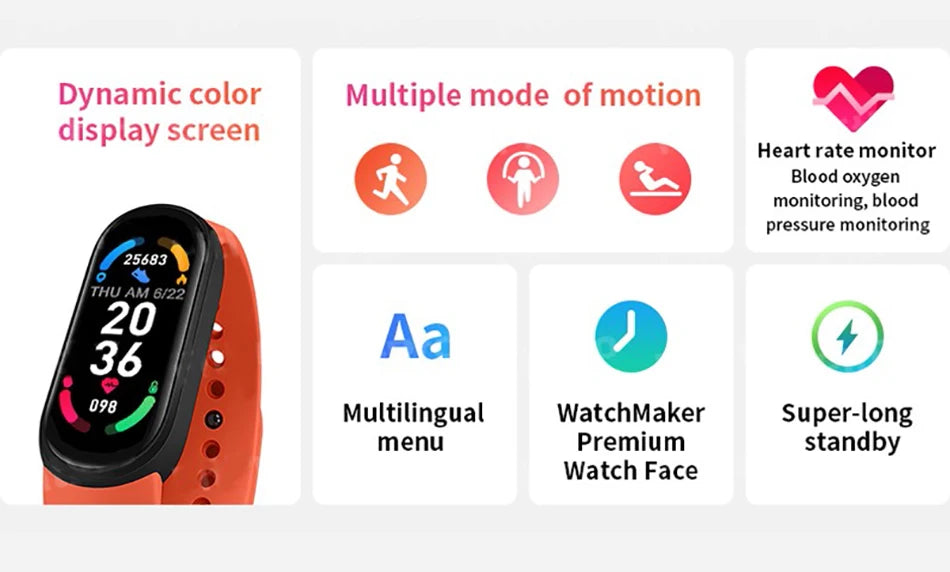 Home Sweet Home Smart Fitness Bracelet showing a sleek black band with digital display for health tracking and activity monitoring.