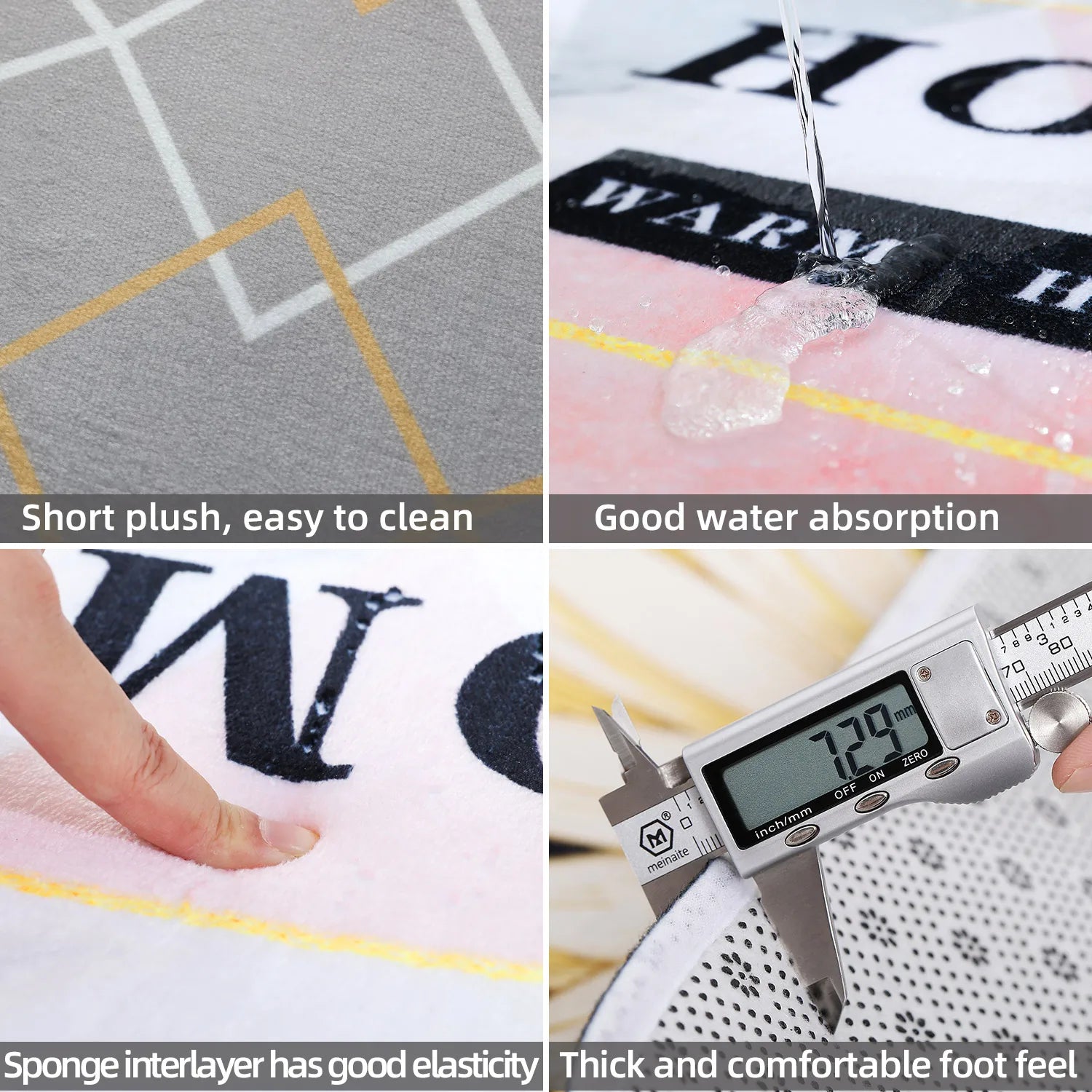 Floral & Letter Graphic Door Mat – Anti-Slip Memory Foam Rug for Home, Bath & Kitchen