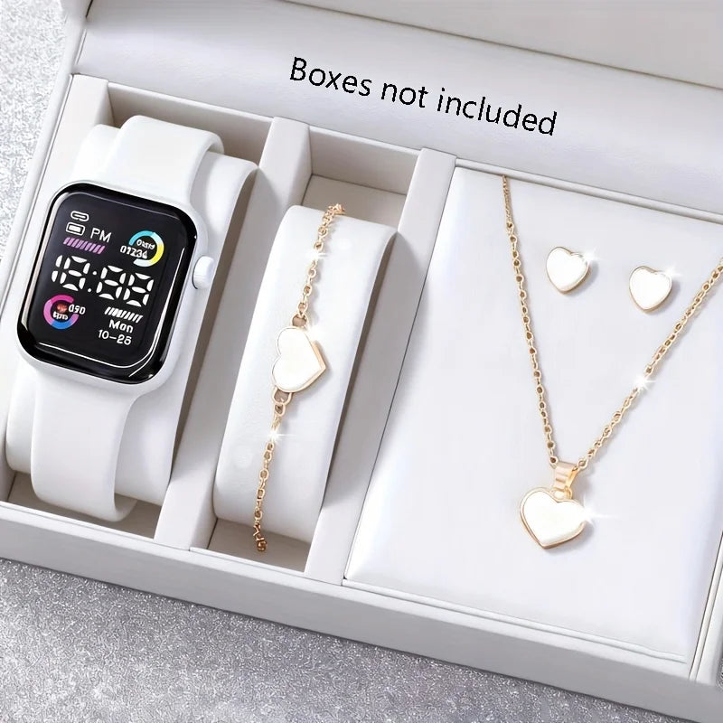 Fashion Electronic Watch & Jewellery Gift Set for Teens – 5 & 6 Piece
