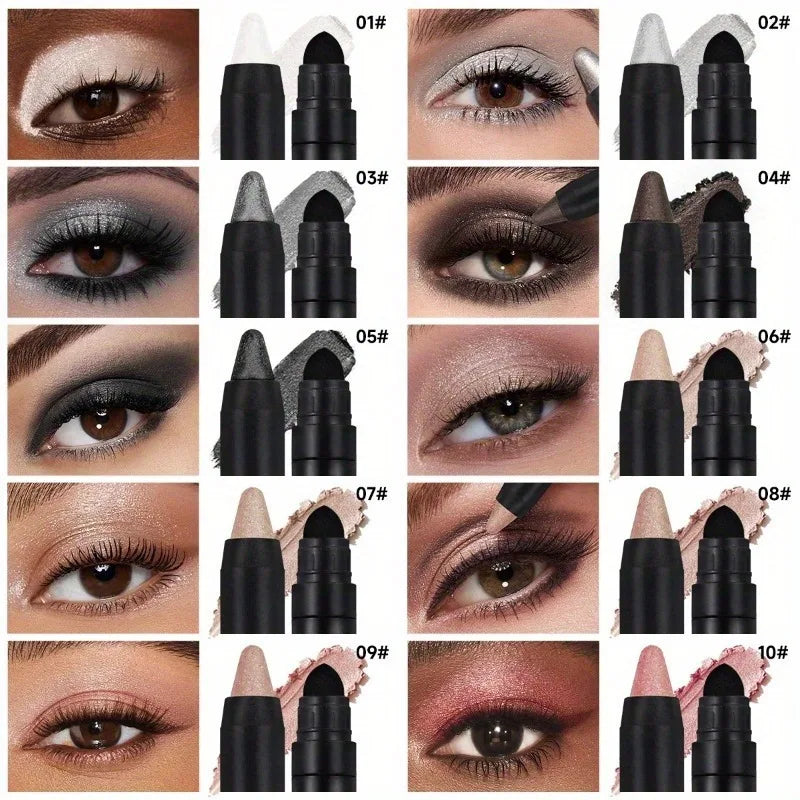Metallic Glitter Eyeshadow Stick – Matte & Shimmer Waterproof Pearlescent Eye Pen