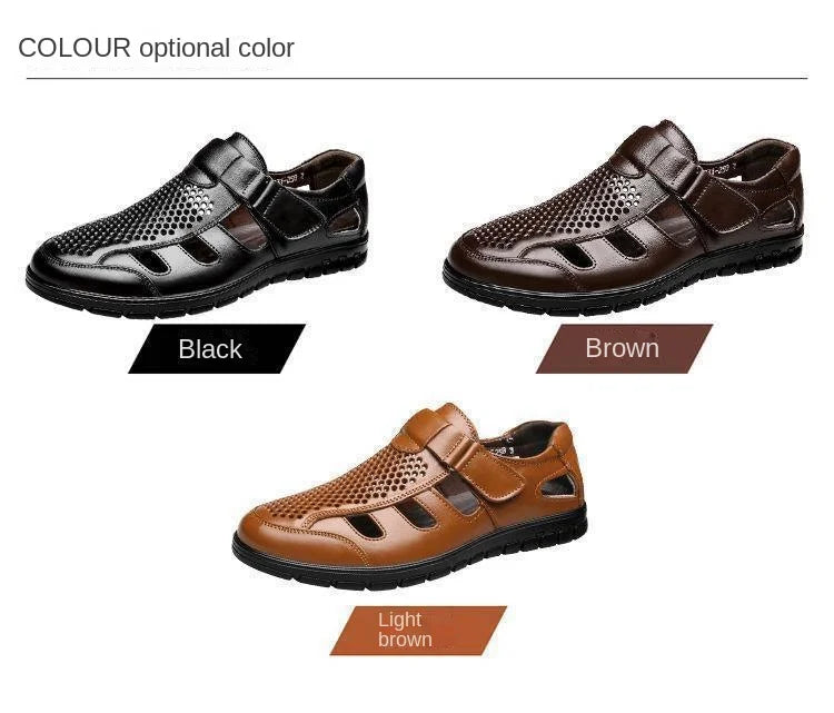 Men's Genuine Leather Gladiator Sandals | Casual Summer Shoes