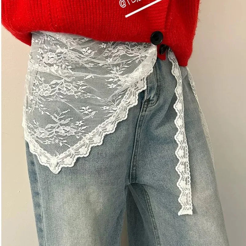 Lace Trim Bandana Scarf — 2-in-1 Hair Band & Waist Accessory