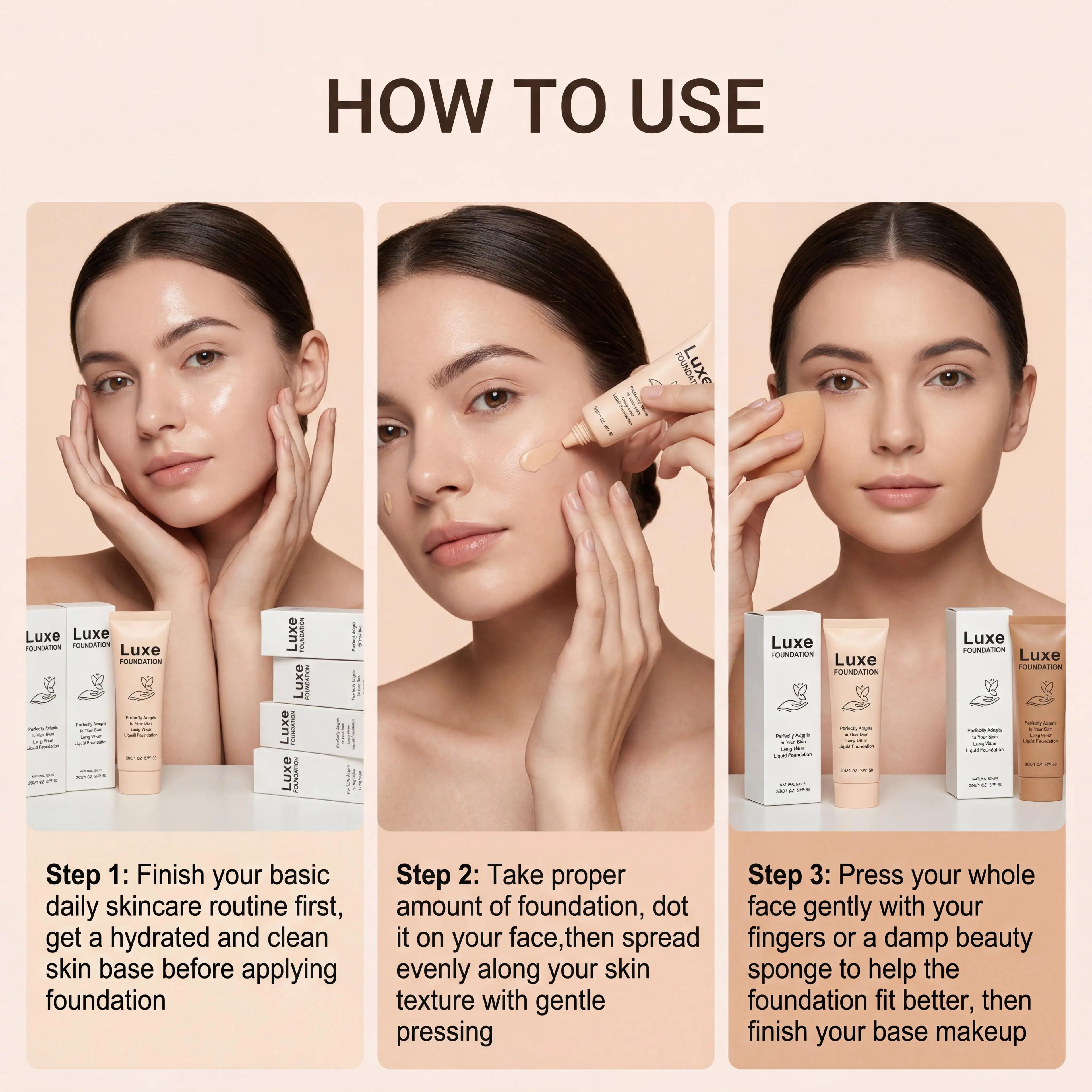 LUXE SPF 50 Colour-Changing Foundation | Self-Adjusting Skin Tone | 30g