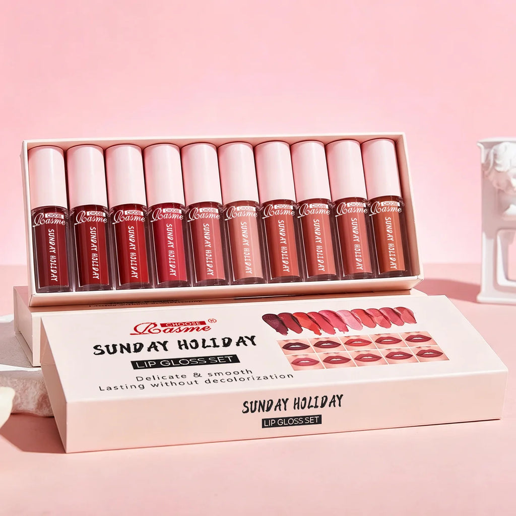 10-Piece Velvet Lip Gloss Set | Waterproof Long-Lasting Matte Lipstick