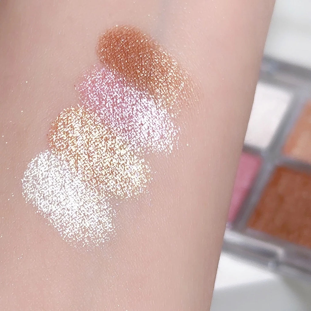 4-Colour Face Highlighter Palette – Pearly Glitter Shimmer Baked Powder