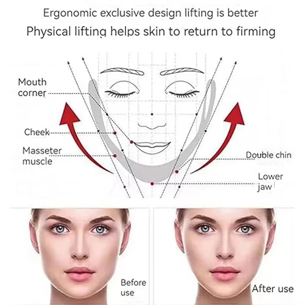 Home Sweet Home V-Shape Firming Face Mask shown on a model's face, highlighting its contouring and skin-tightening design.