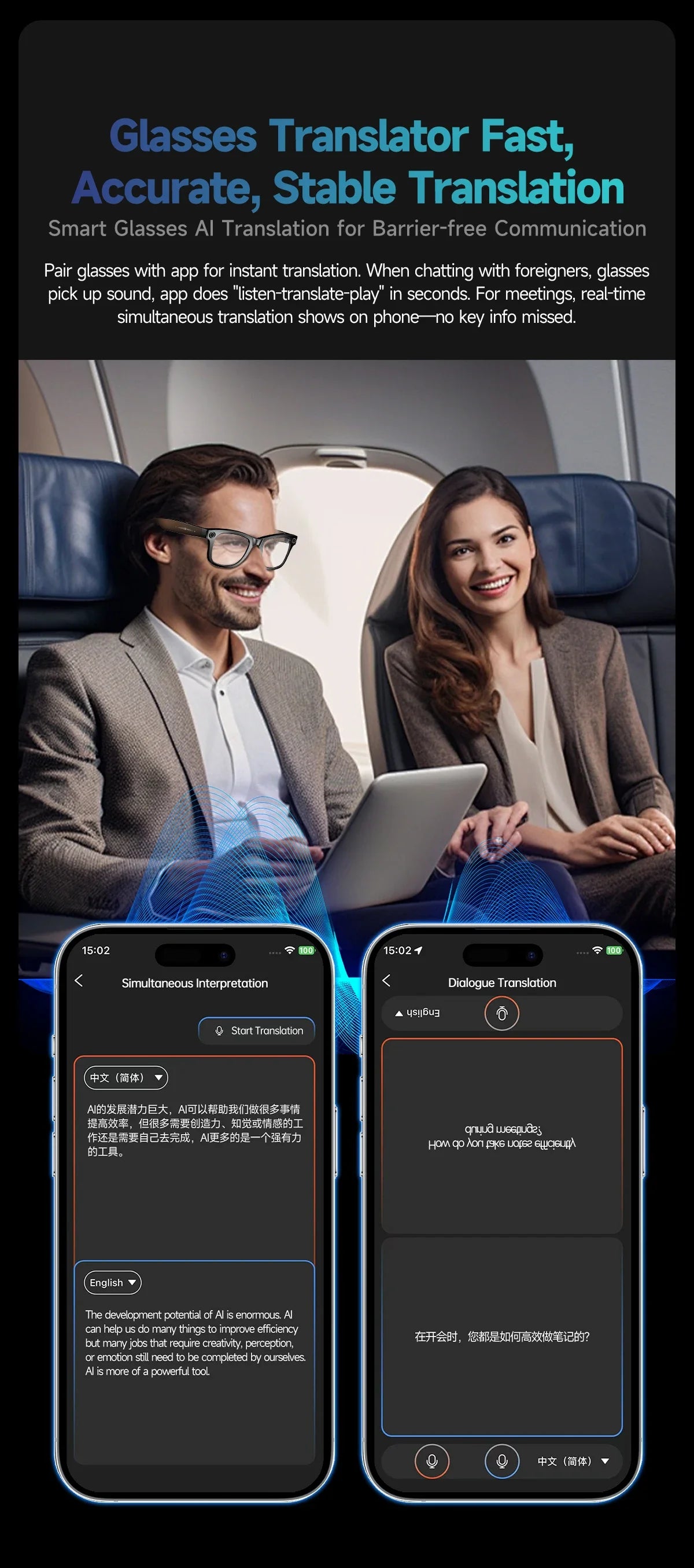 Home Sweet Home AI smart glasses with 8MP camera, Bluetooth, multilingual support, and ChatGPT 4.0 functionality