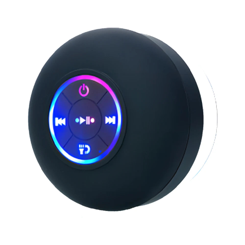 Portable Bluetooth Speaker with LED Light & Suction Cup — IPX4 Waterproof