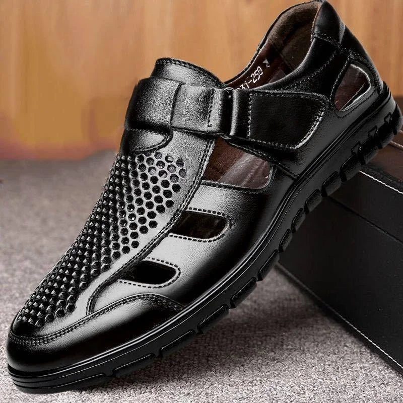Men's Genuine Leather Gladiator Sandals | Casual Summer Shoes