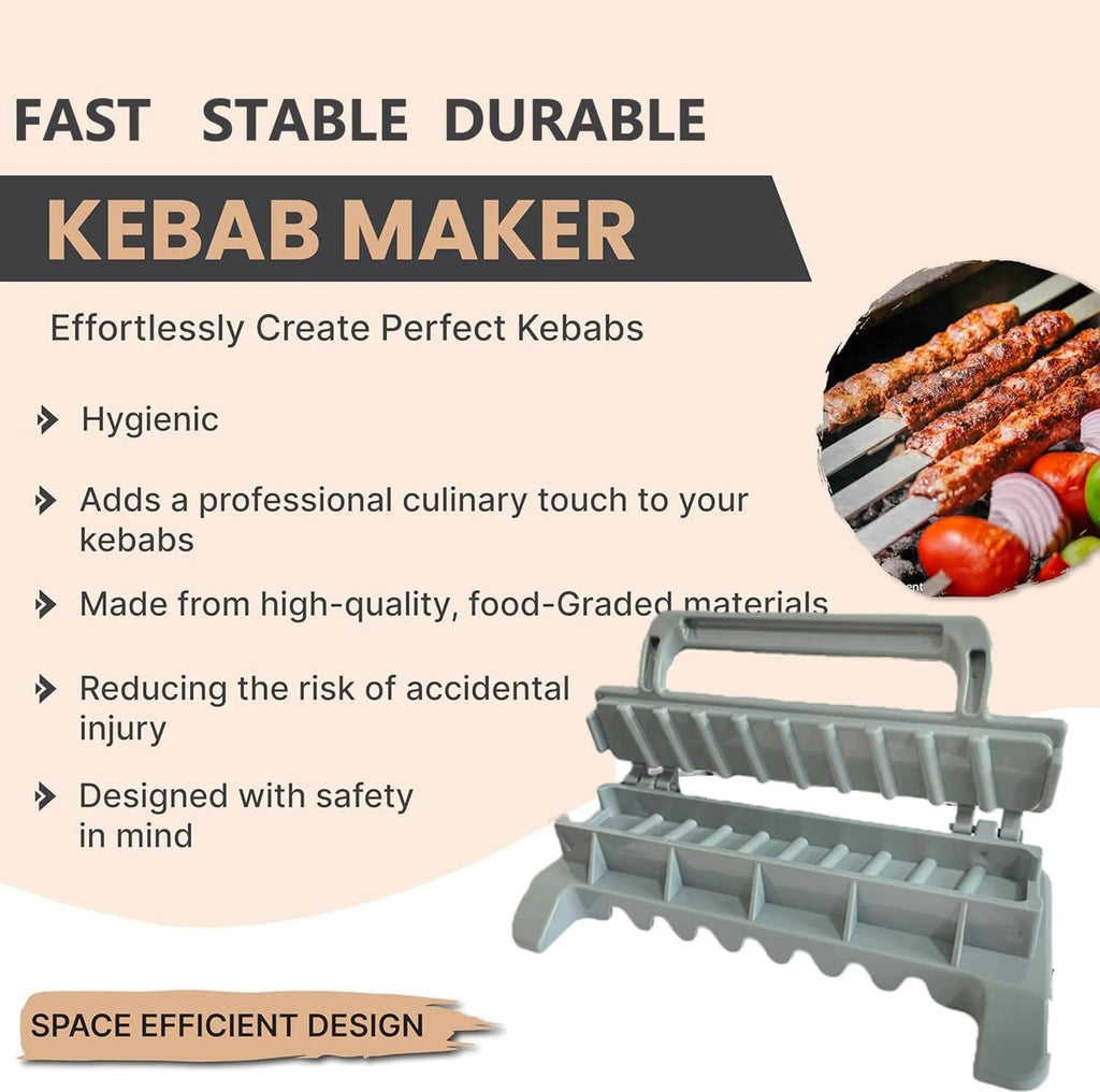 Reusable BBQ kebab skewer maker from Home Sweet Home, showing the meat skewer press machine for perfect kebabs.