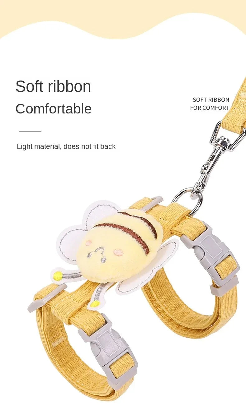 Cartoon Bee Cat Harness & Leash Set | Adjustable Walking Vest | S & M
