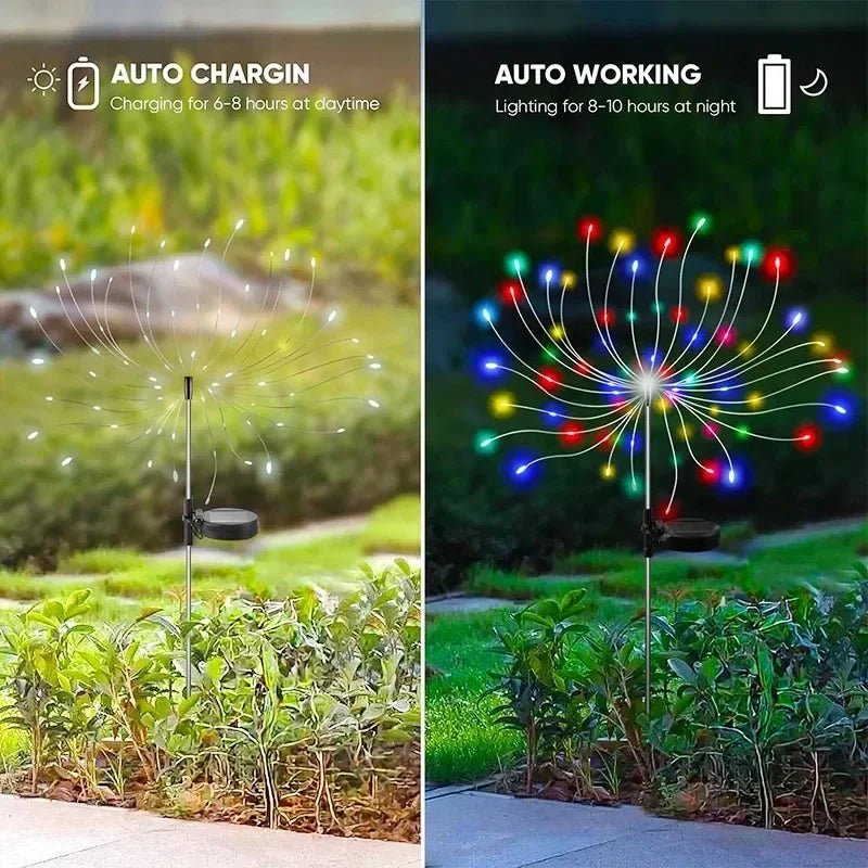 Solar Firework Garden Lights – LED Waterproof Dandelion Lawn Lamp