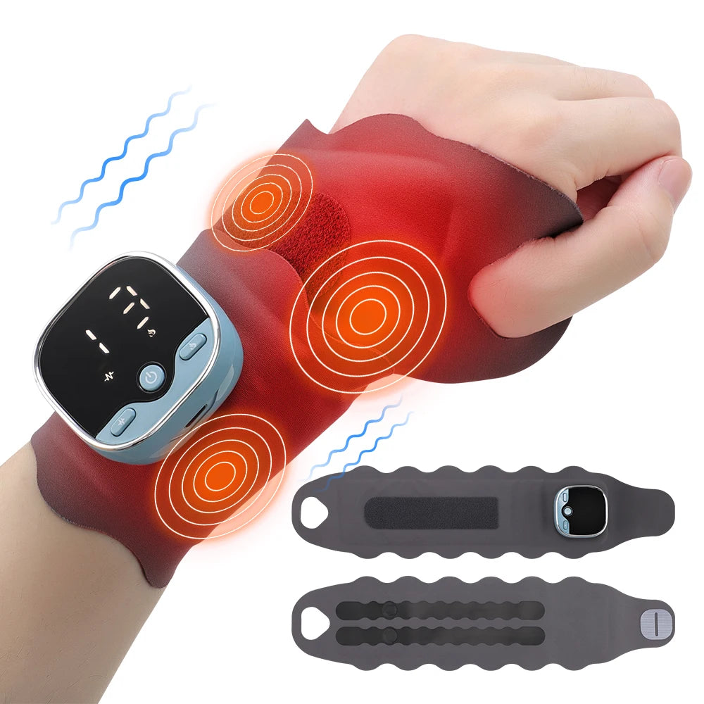 EMS Heating Wrist Massager – Cordless Thermal Massage Brace with Voice Prompts