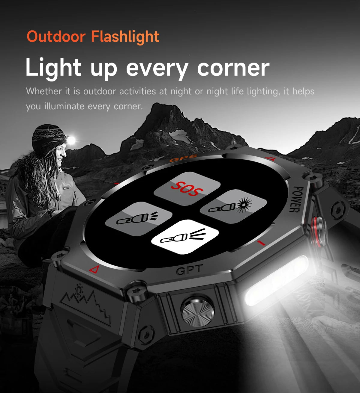 Military Grade GPS Smart Watch – IP69K/10ATM Waterproof AMOLED, 100+ Sports Modes, HD Bluetooth Calls