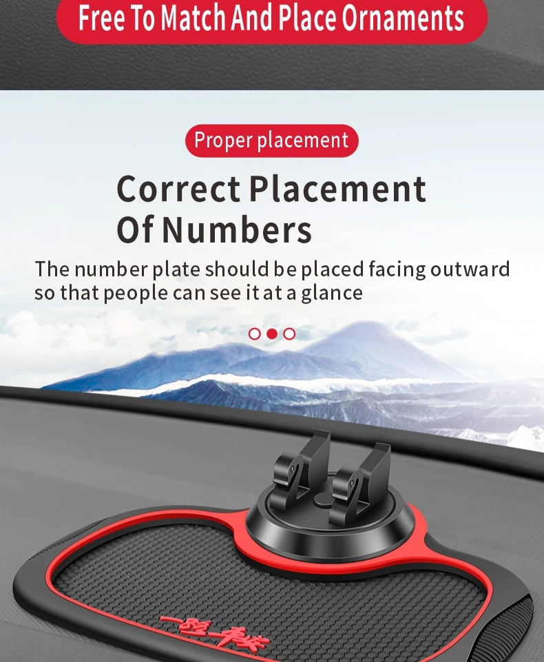 Home Sweet Home car anti-slip silicone dashboard mat holding a phone and small items on a vehicle dashboard.