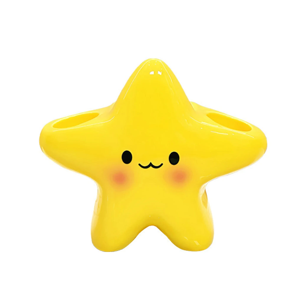 Star-Shaped Toothbrush Holder – Freestanding Bathroom Organiser with Cute Face Design