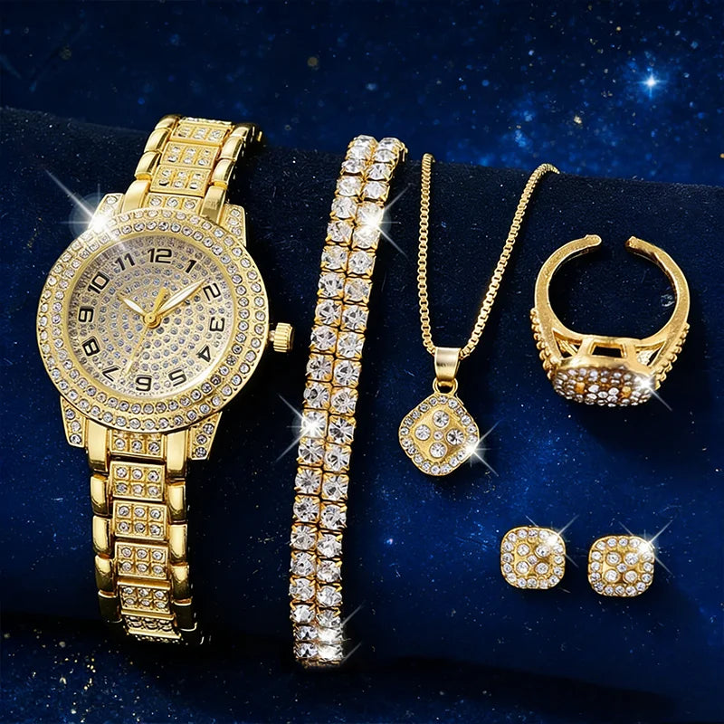 Women's Gold Bracelet Watch – Fashion Ladies Quartz Wristwatch with Roman Numerals