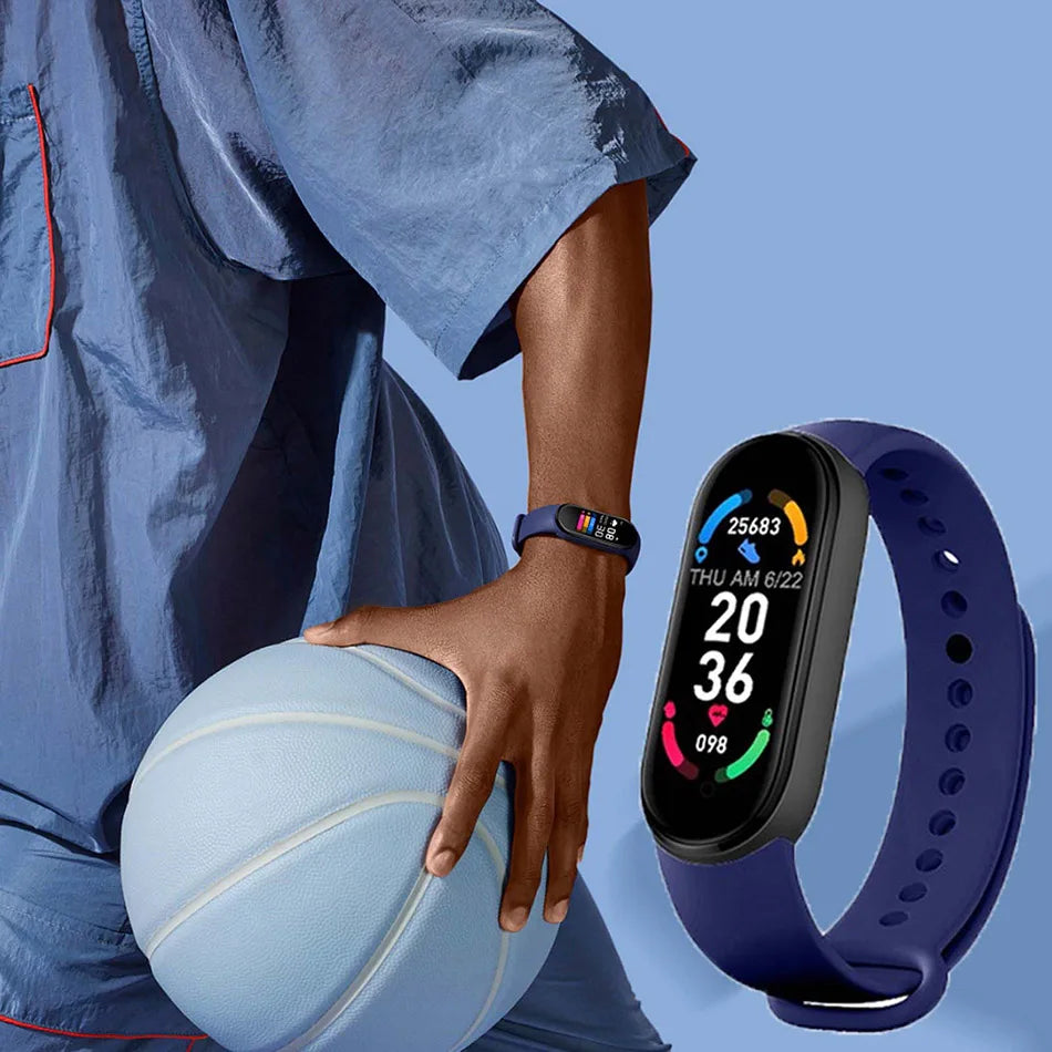 Smart fitness bracelet from Home Sweet Home featuring a sleek black design and digital display for activity tracking.