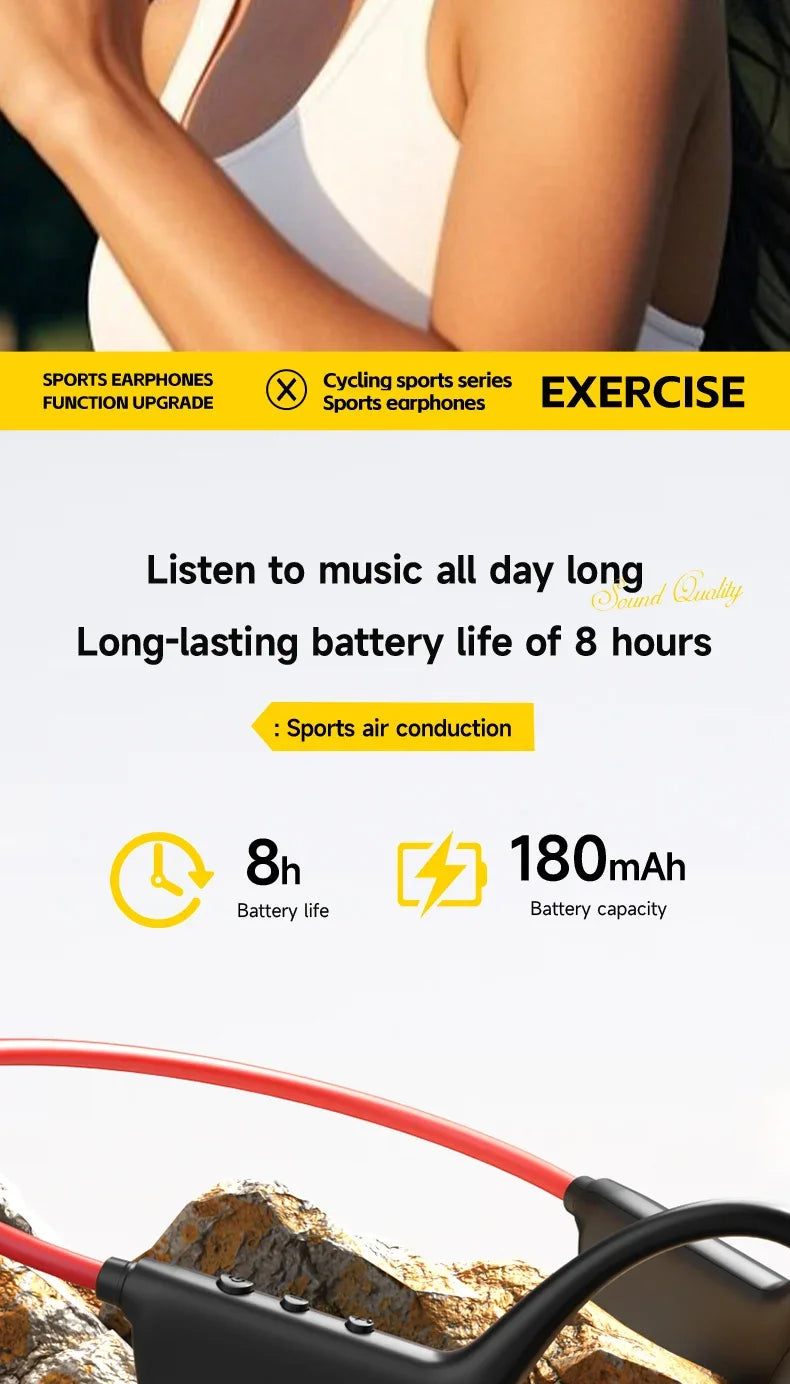 Lenovo Bone Conduction Headphones — Wireless, Waterproof, Bluetooth 5.3