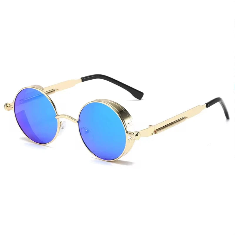 Steampunk Round Sunglasses – Retro Metal Frame UV400 Mens Fashion Eyewear