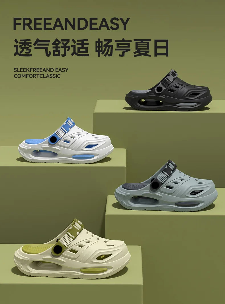Men’s breathable summer slippers with arch support, anti-slip thick sole, and comfortable design by Home Sweet Home.