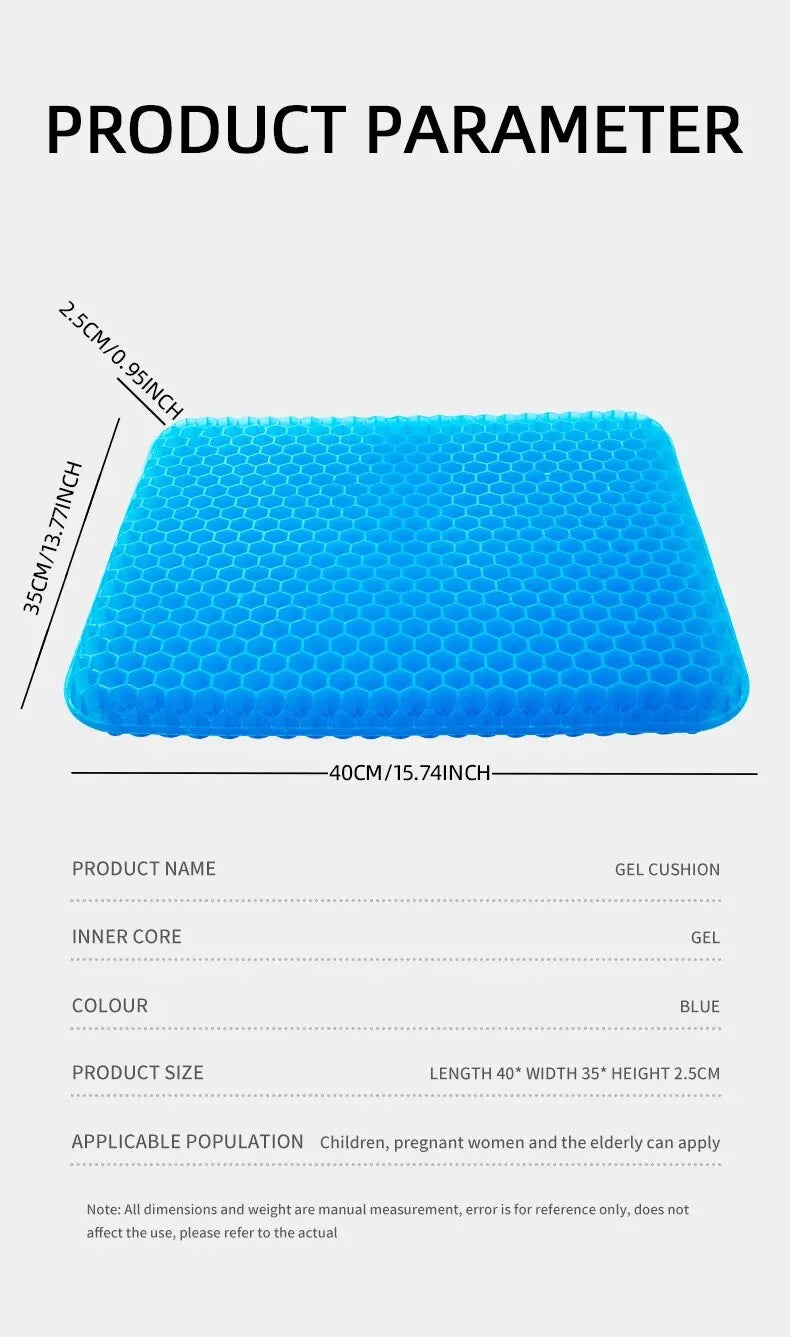 Honeycomb Gel Seat Cushion – Breathable Pressure Relief for Office, Wheelchair & Car