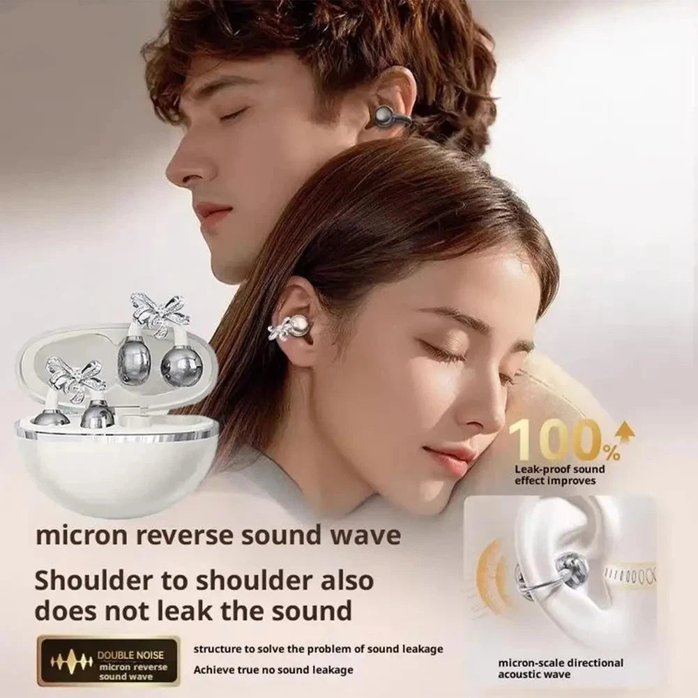 Vivo Open-Ear Bluetooth Clip-On Earbuds with Crystal Bowknot Earrings