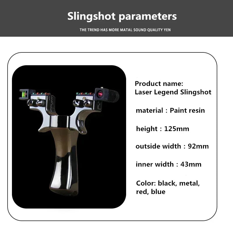 Laser slingshot with LED light and precision aiming from Home Sweet Home, showing the sleek black slingshot with illuminated LED.