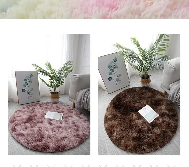 Super Soft Plush Round Rug – Fluffy Thick Pile Carpet for Living Room, Bedroom & Kids Room