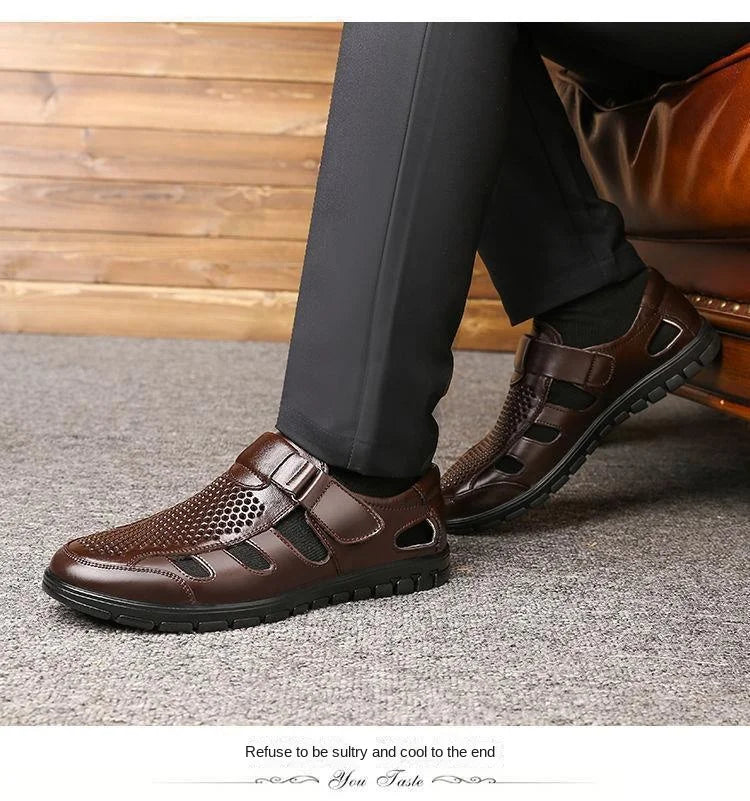 Men's Genuine Leather Gladiator Sandals | Casual Summer Shoes