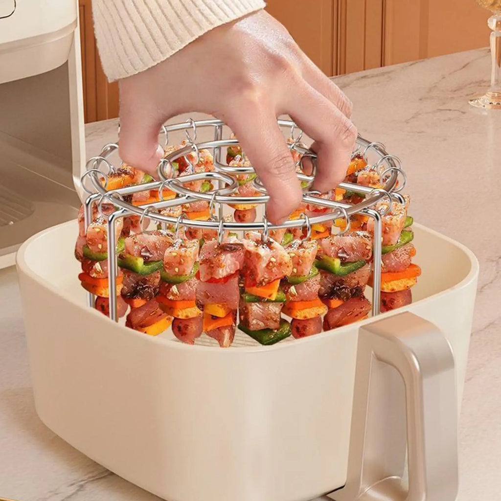 Vertical Kebab Rack with 24 Stainless Steel Skewers | Air Fryer & Oven Grill
