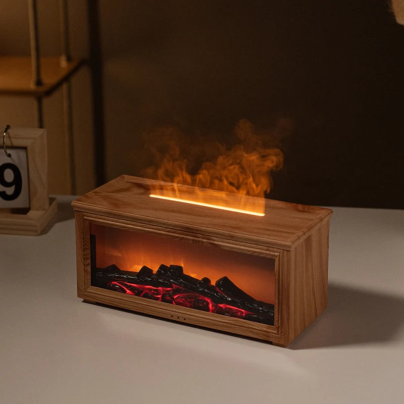 Home Sweet Home Flame Aromatherapy Diffuser and Humidifier with sleek design and glowing flame feature.
