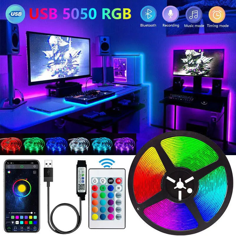 Bluetooth LED Strip Lights – Smart SMD 5050 App Control, TV Backlight & Home Decor (1m–5m)