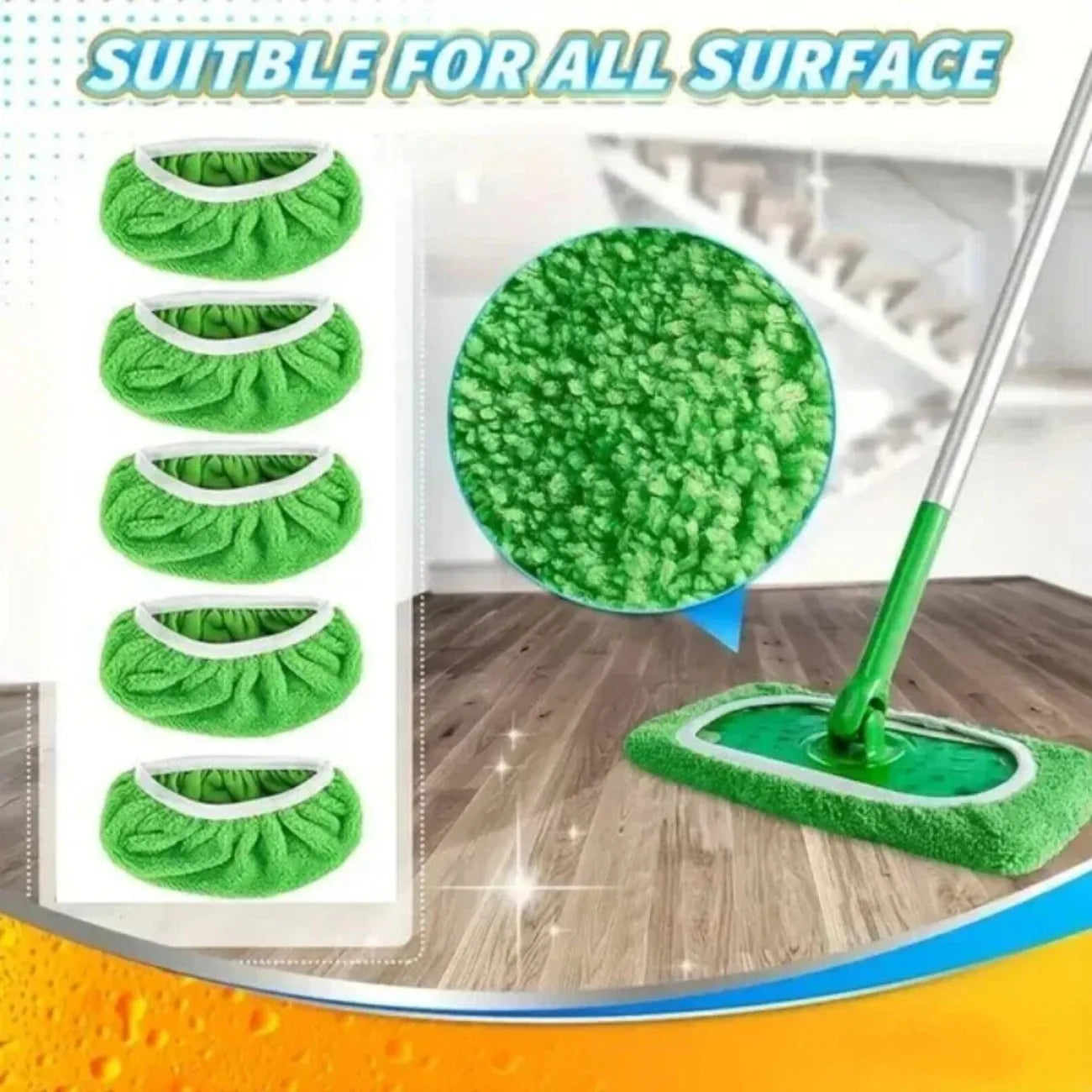 Eco-Friendly Microfibre Flat Mop Pads – 6-Pack Washable & Reusable Mop Covers