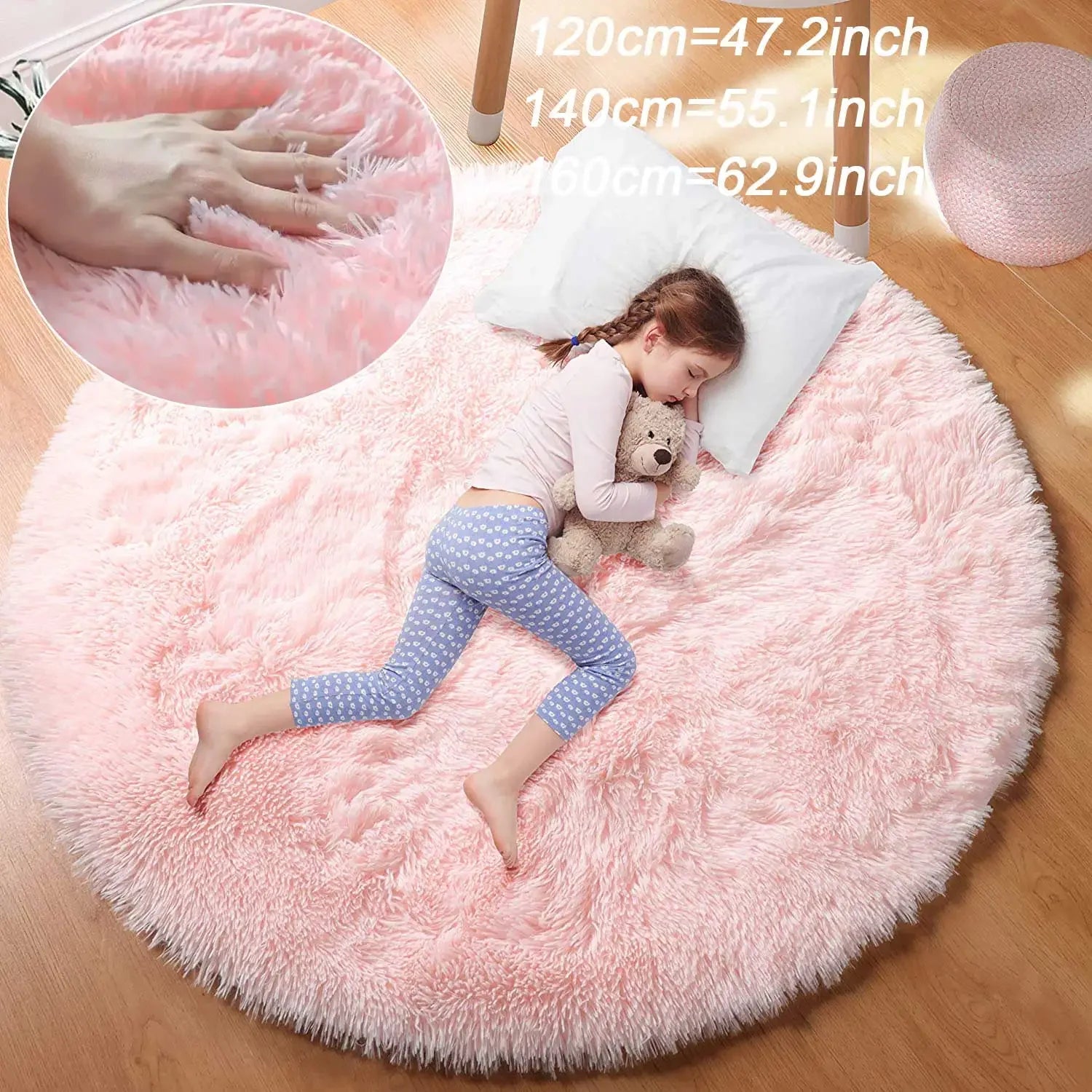Super Soft Plush Round Rug – Fluffy Thick Pile Carpet for Living Room, Bedroom & Kids Room
