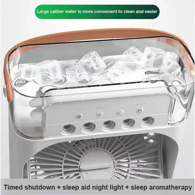 3-in-1 Portable Air Cooler Fan with Humidifier & LED Night Light — USB