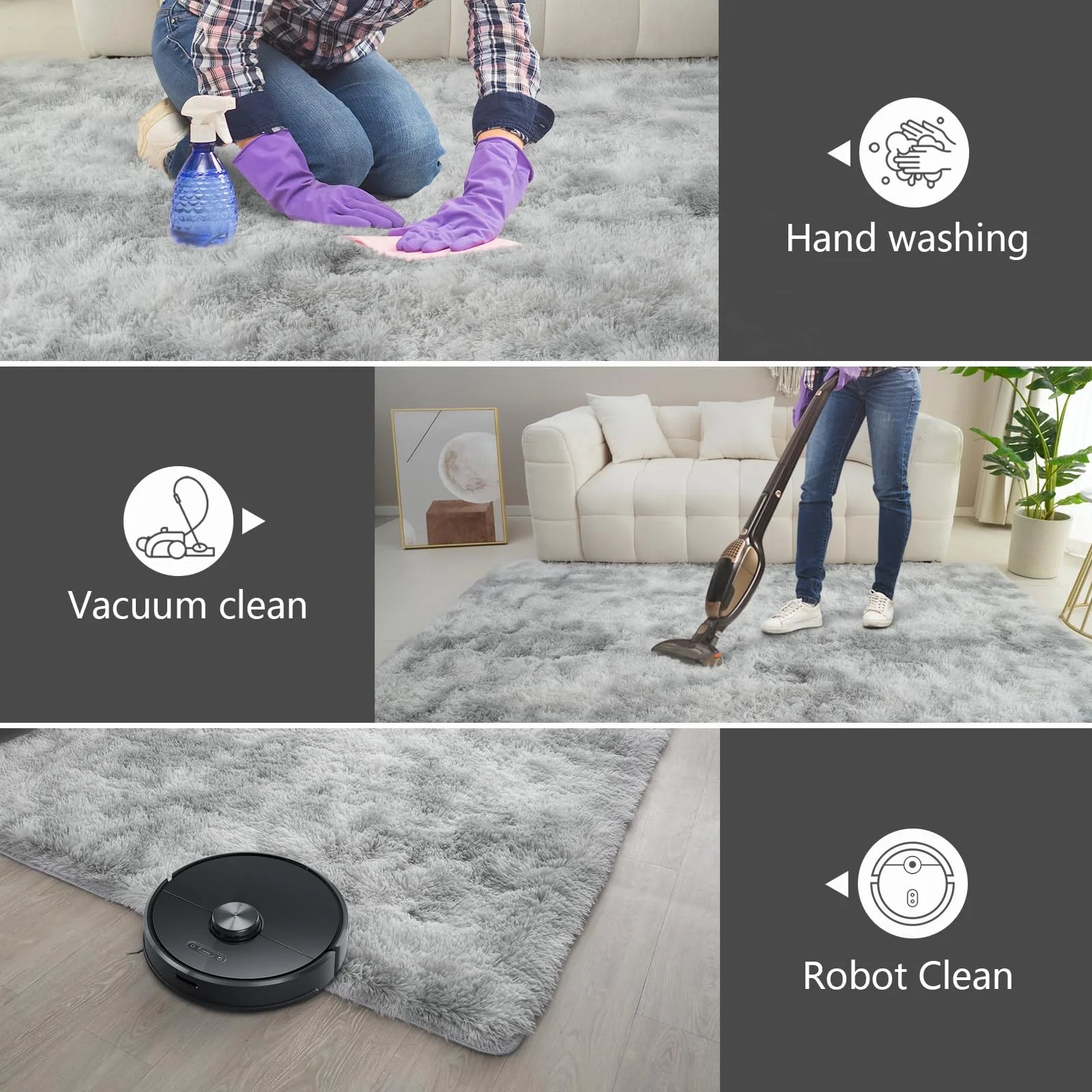 Ultra-Soft Puffy Rug – Fluffy Indoor Floor Mat for Bedroom, Living Room