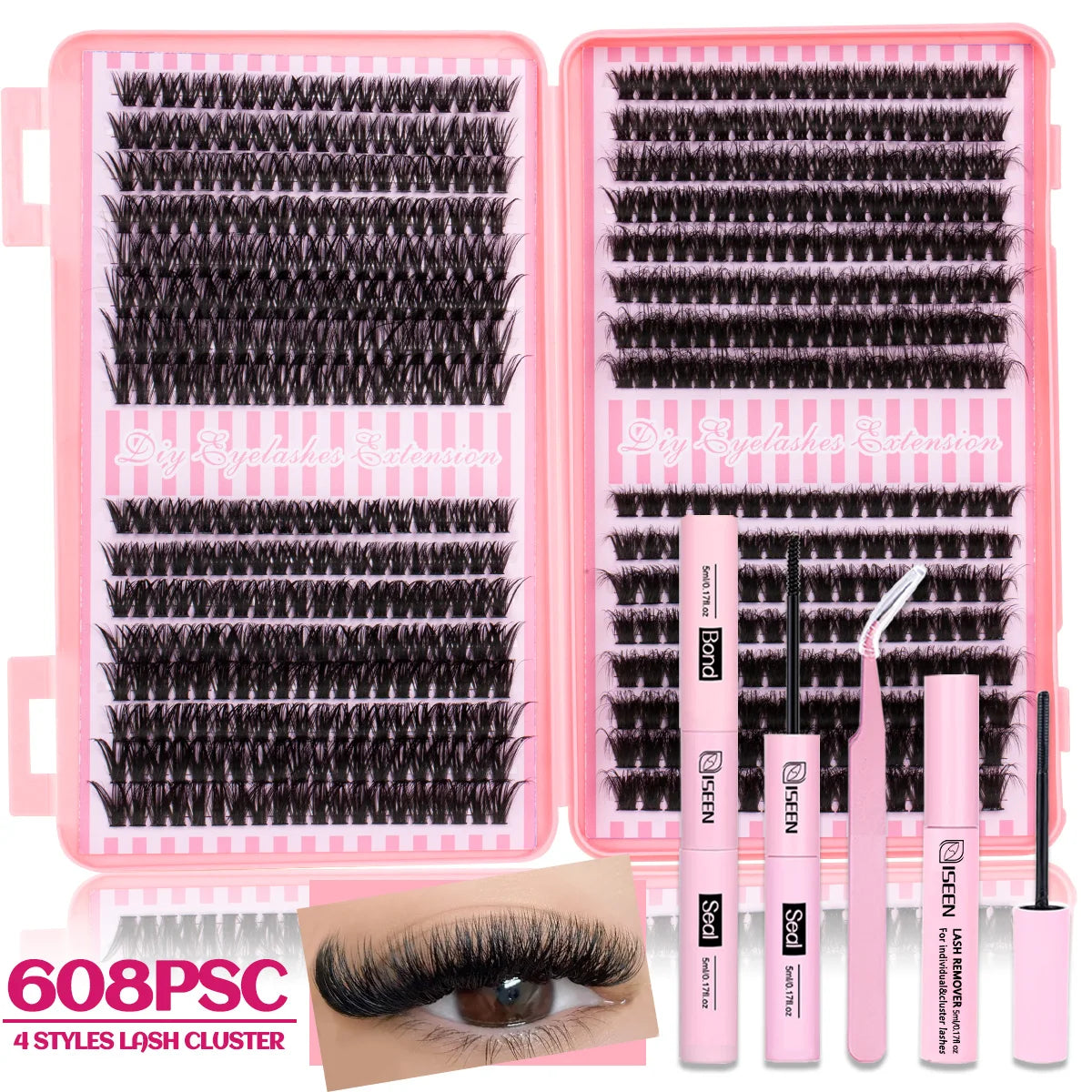DIY Eyelash Extension Kit — Cluster Lashes with Glue