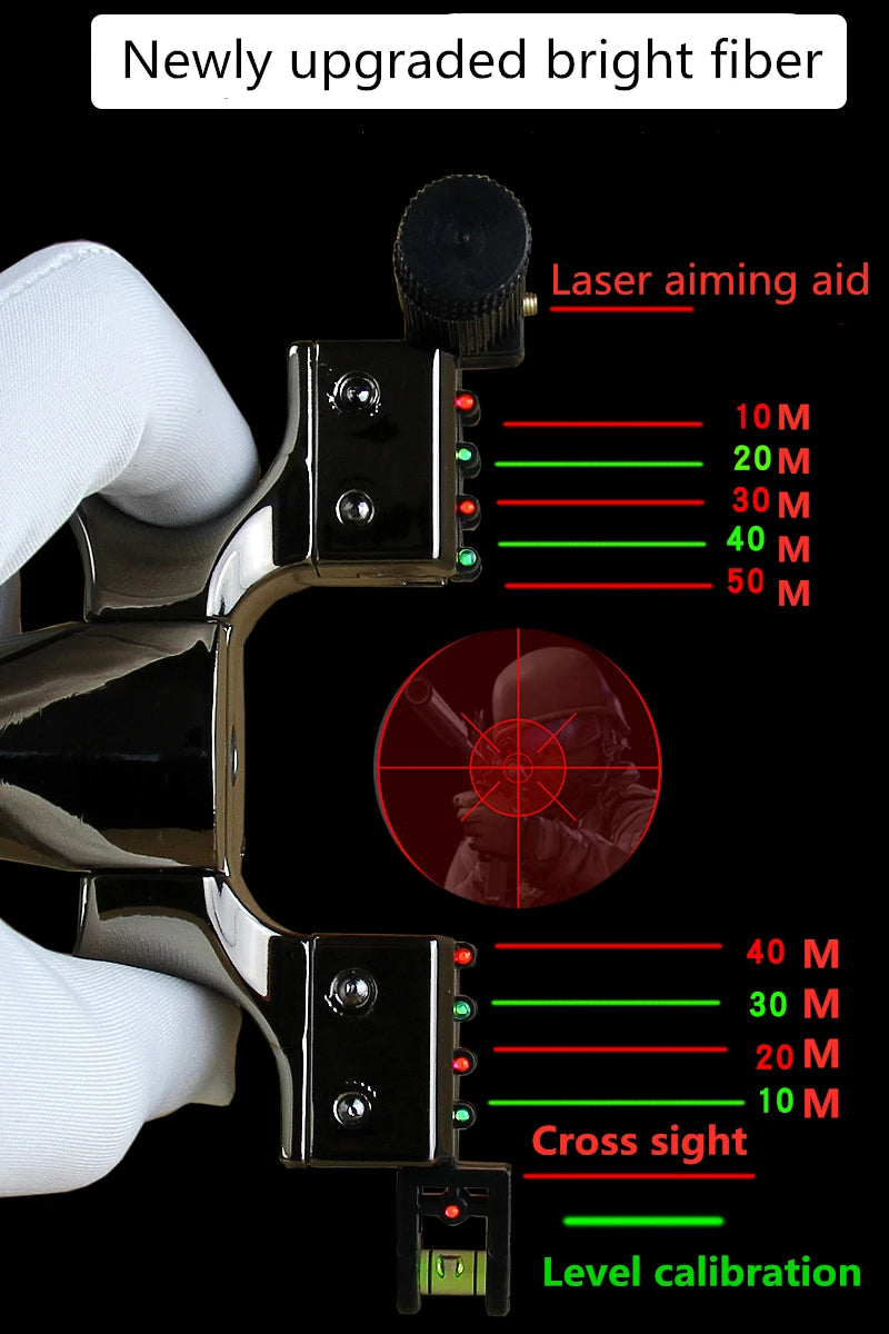 Home Sweet Home laser slingshot with LED light, precision aiming, and ergonomic handle, ready for outdoor use.