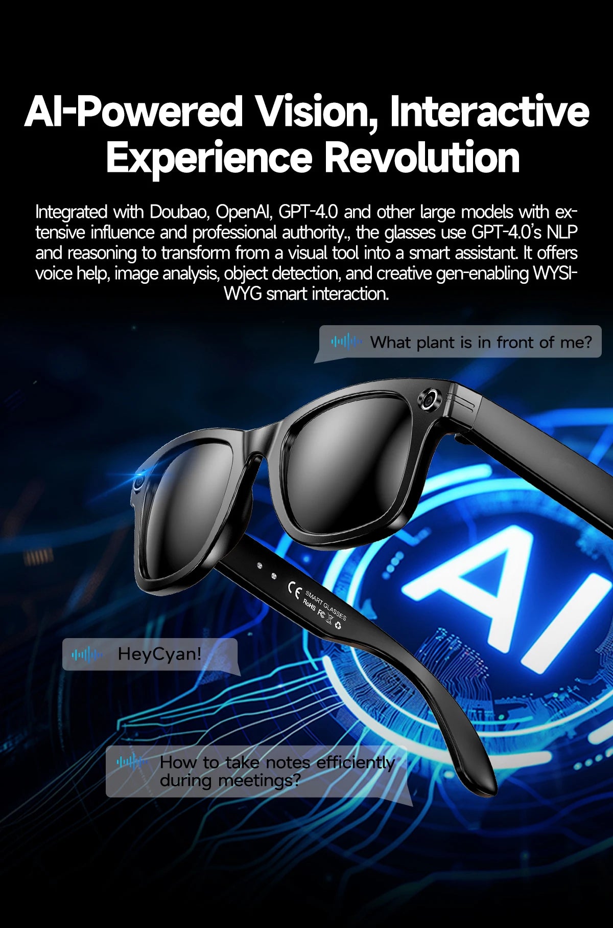 AI Smart Glasses — 800MP Camera, ChatGPT 4.0, Bluetooth & Real-Time Translation