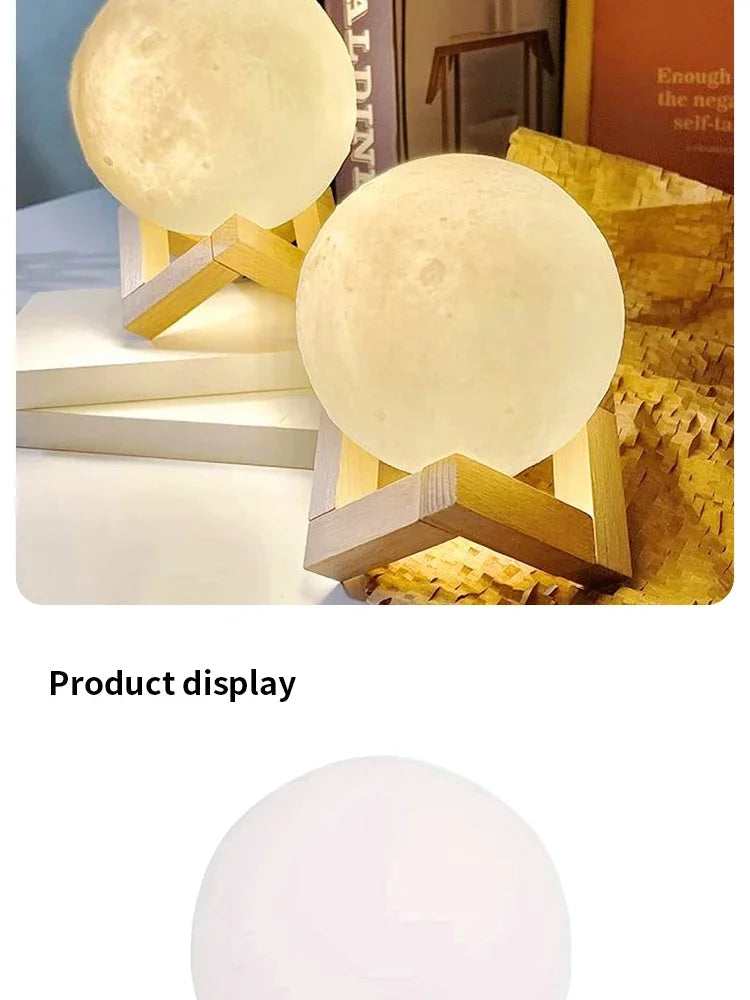 Cute Duck & Moon Night Light — LED Bedside Lamp, Kids Room Gift
