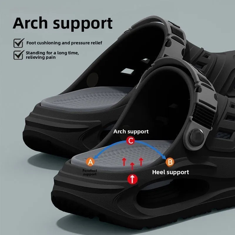 Men’s breathable summer slippers with arch support, anti-slip thick sole, and comfortable design from Home Sweet Home.