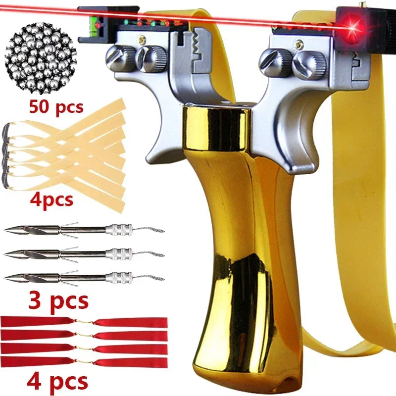 Laser slingshot from Home Sweet Home with LED light and precision aiming, shown with sleek design and ergonomic grip.