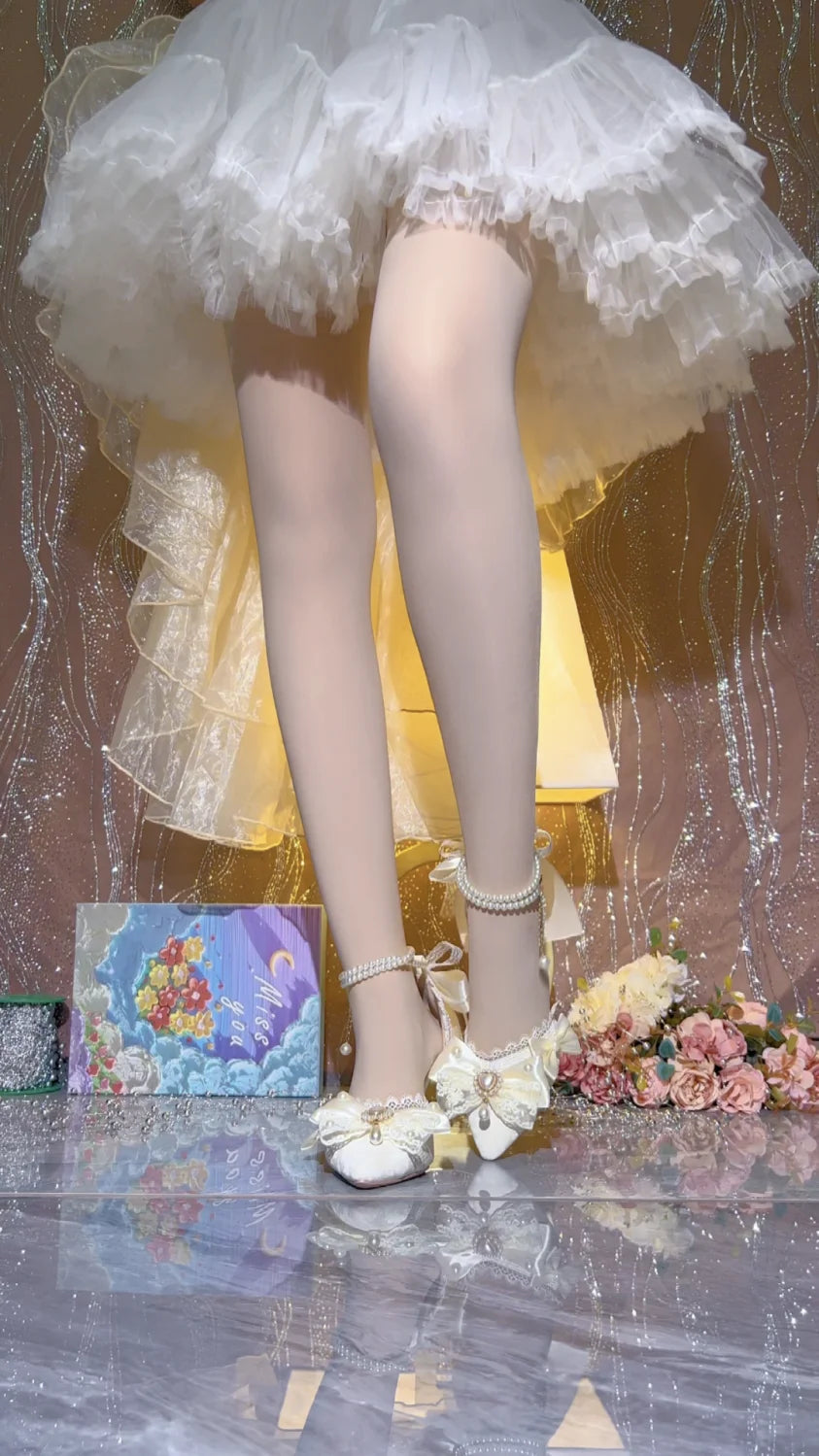 White Bridal Mary Jane Heels | Wedding Shoes for Women
