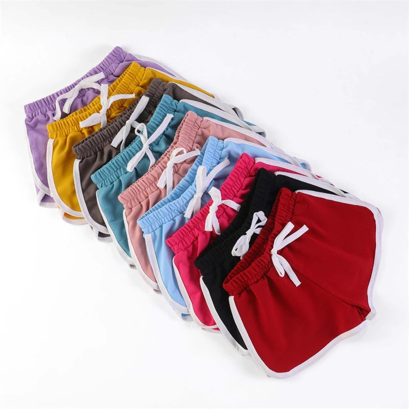 Kids Candy Colour Summer Shorts by Home Sweet Home, casual cotton shorts for girls and boys in bright candy colors.