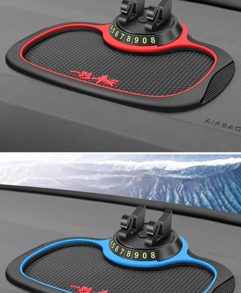 Home Sweet Home car anti-slip silicone dashboard mat holding phone and small items, designed to prevent slipping in vehicles.