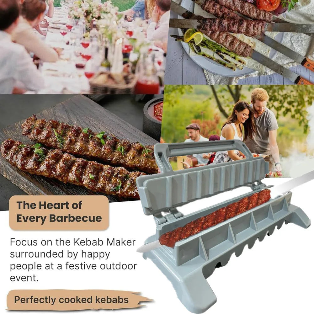Home Sweet Home BBQ kebab skewer maker, reusable meat skewer press machine for evenly shaped kebabs on a metal skewer.